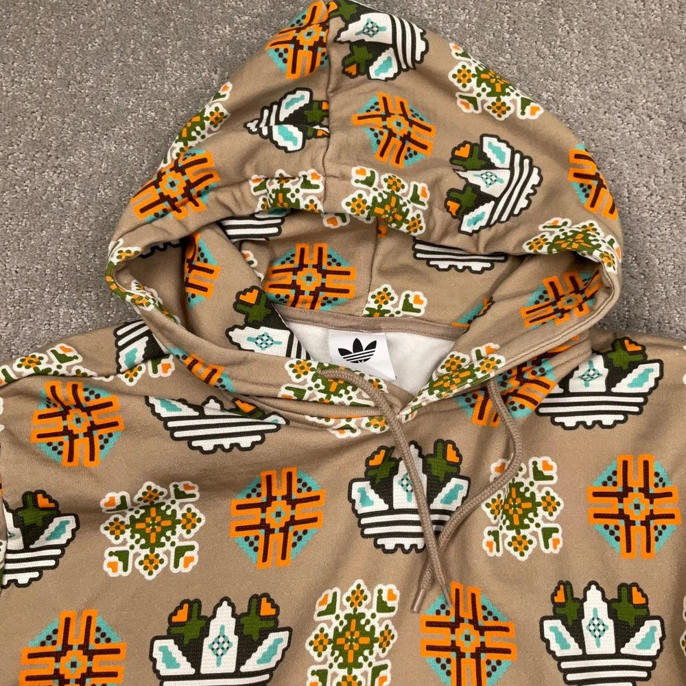 Adidas Originals Hoodie Mens XL Tan Multi Pixel Tribal Aztec Southwest Pullover
